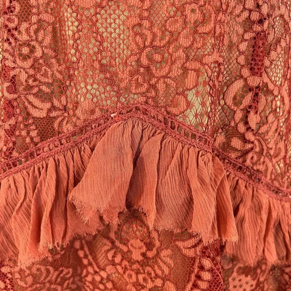 Jonathan Simkhai Burnt Red Lace Illusion Cocktail Dress $695 - Picture 5 of 13